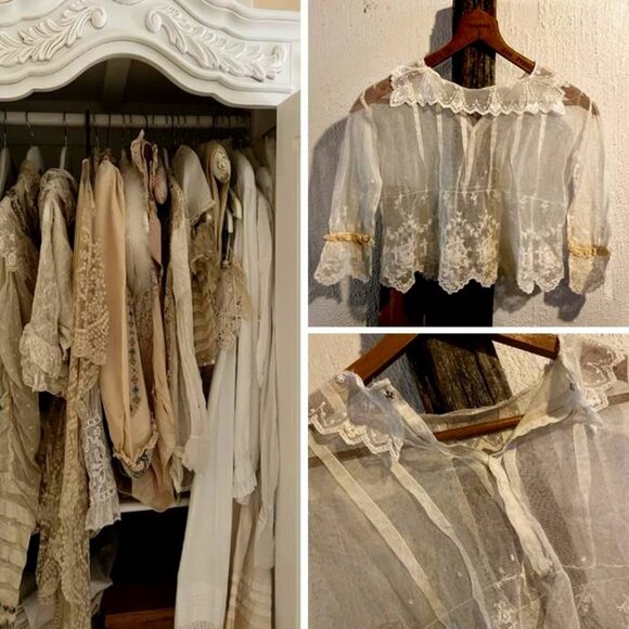 Antique Tops - Antique Edwardian Lace Top Sz XS